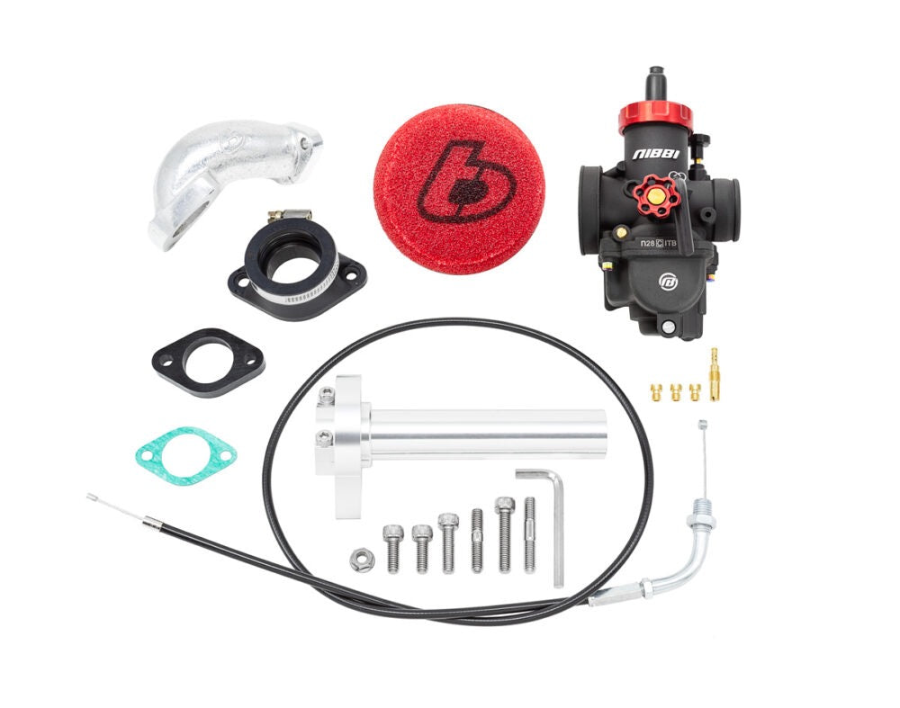TB Parts Race Head Carb Kit, Nibbi PE28, 1/4 Turn Throttle - KLX110